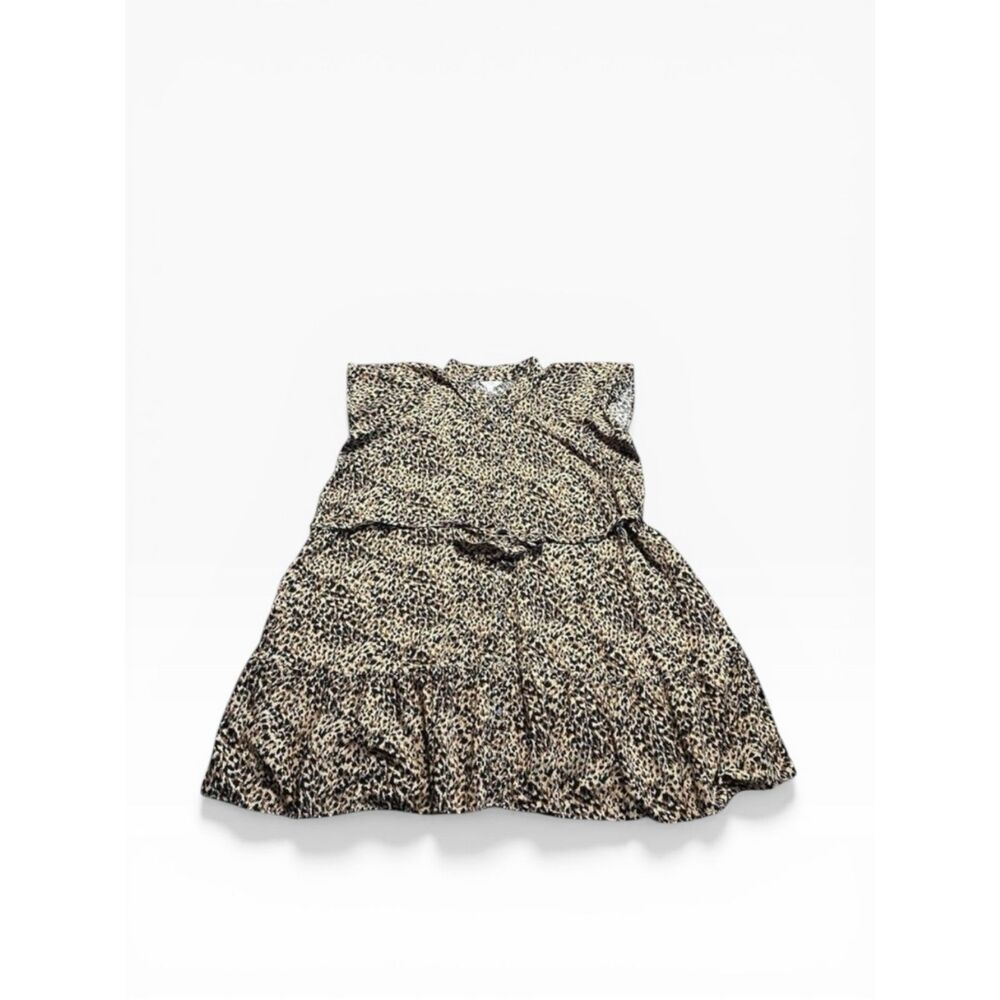 Plus Size Leopard Women's 4X Animal Print Terra & Sky Flowy Belted Ruffle Skirt